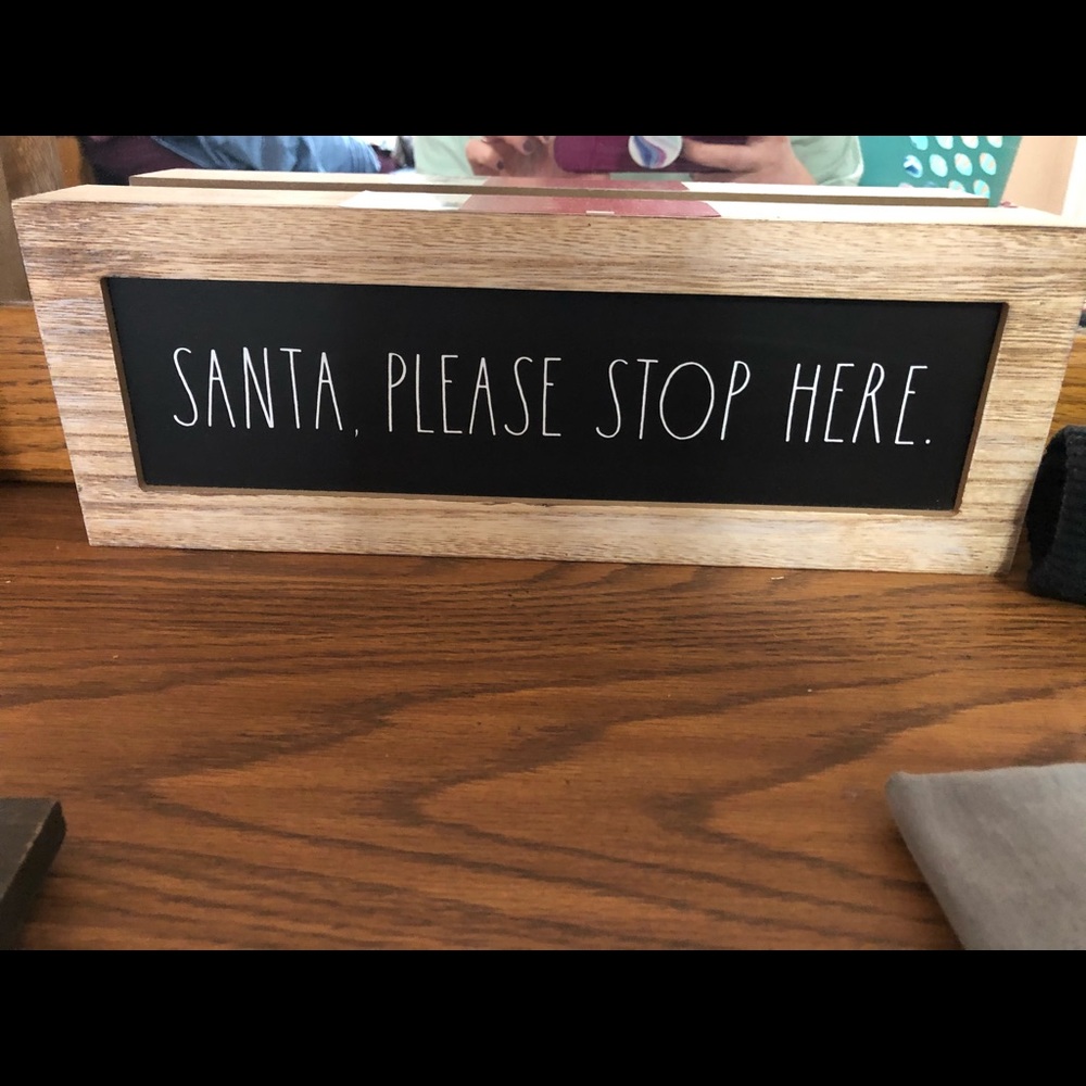 Rae Dunn “Santa, Please Stop Here” sign